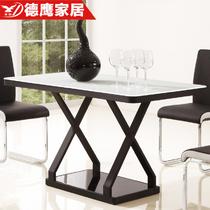 金属钢玻璃支架结构移动长方形简约现代 餐桌
