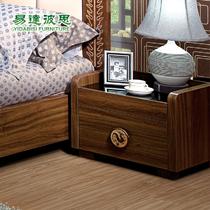 ZG6132床头柜箱框结构核桃木储藏艺术成人现代中式 床头柜