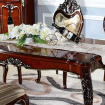 1桌+6椅餐椅长餐桌整装木支架结构植物花卉长方形欧式 餐桌