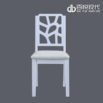 白色压花皮革橡胶木成人简约现代 餐椅