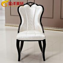 单张价格（两张起拍）压花皮革橡木成人韩式 C1213餐椅