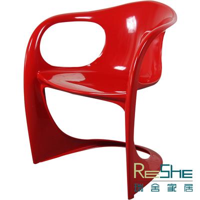 瑞舍家居 黑色红色白色塑料ABS成人简约现代 餐椅