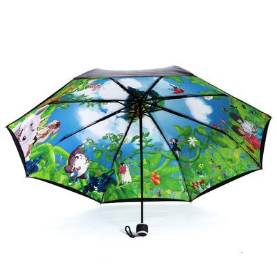 雪堡 黑色伞面藏青色伞面黑胶手动遮阳伞三折伞成人 遮阳伞