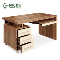 浅胡桃木色+荷花白人造板散装电脑桌密度板/纤维板储藏单个简约现代 书桌