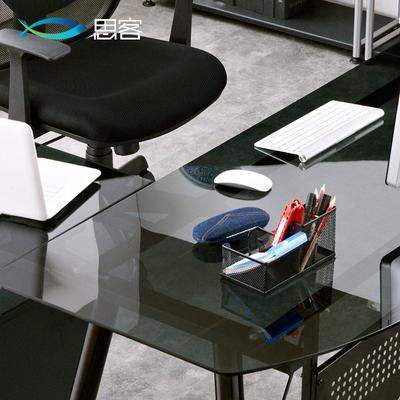 思客 单个转角桌-现代灰玻金属电脑桌钢玻璃拆装简约现代 书桌