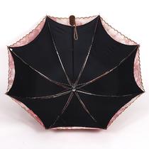 黑胶手动蕾丝23017遮阳伞二折伞成人 遮阳伞