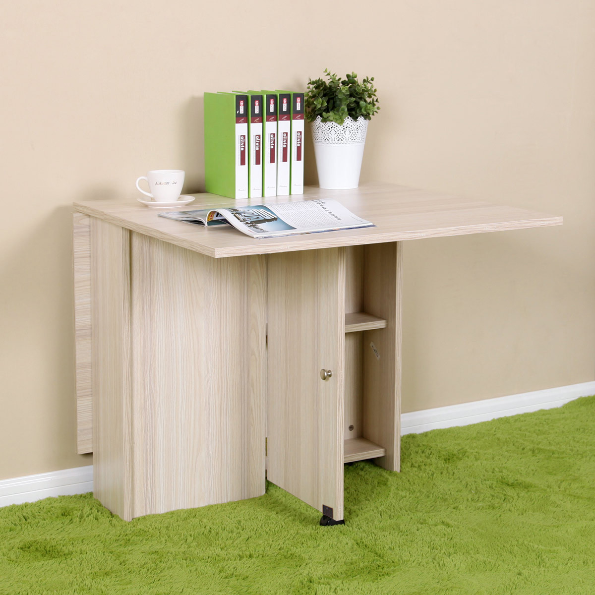 美达斯 枫木色白色胡桃木色人造板刨花板/三聚氰胺板简约现代 折叠桌