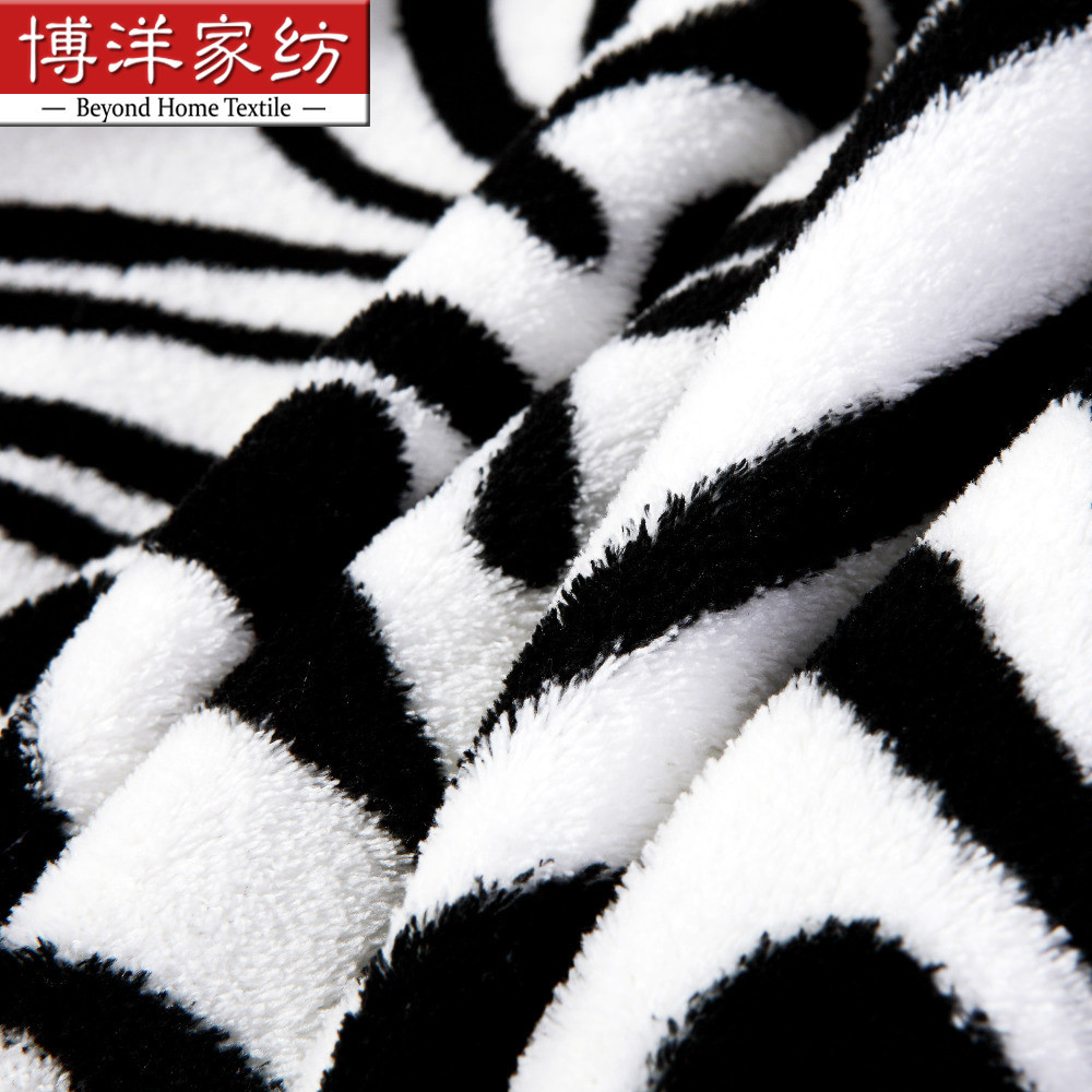 博洋 黑白斑马纹珊瑚绒毯夏季 毛毯