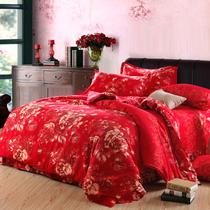 全棉所有人群四件套床单式欧洲风格磨毛 米兰恋人大红床品件套四件套