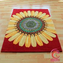 黑色红色化纤腈纶植物花卉长方形手工织造 地毯