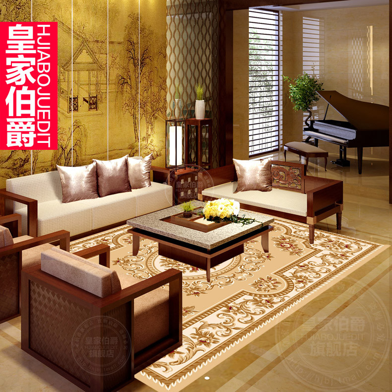 皇家伯爵 混纺现代中式植物花卉长方形中国风机器织造 HJBJ-HT-010地毯
