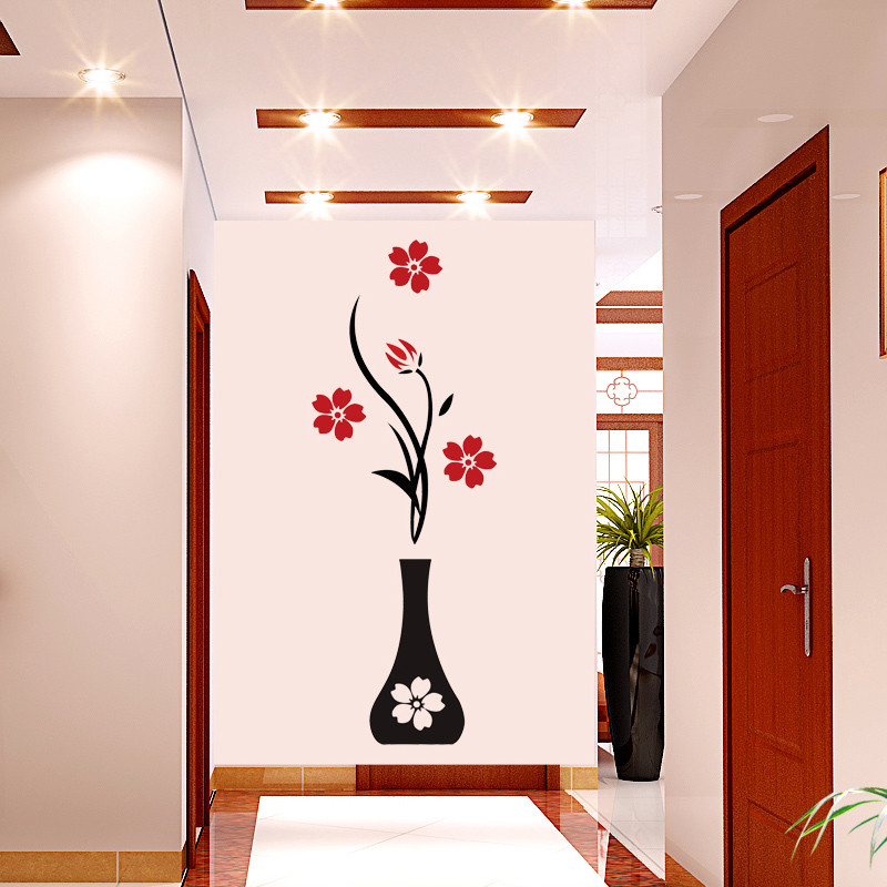 大行 红色加黑色立体QT003墙贴植物花卉 墙贴