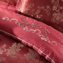 欧式绗缝贴布绣提花贡缎纯色床单式欧美风 床品件套四件套