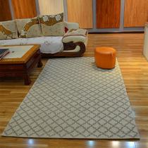 米白色菱形格羊毛简约现代长方形欧美手工织造 地毯
