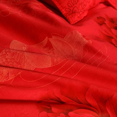 睡冬宝 活性印花现代中式绗缝斜纹植物花卉床单式宫廷风 床品件套四件套