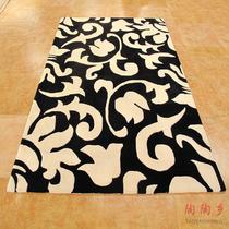 黑白色（预售）羊毛北欧/宜家植物花卉长方形欧美手工织造 地毯