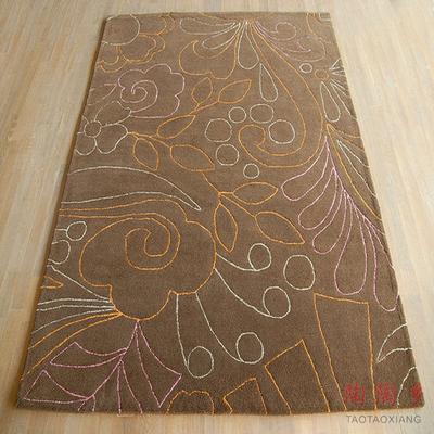 陶陶乡 加密加厚型颜色留言化纤现代中式腈纶植物花卉长方形中国风手工织造 地毯