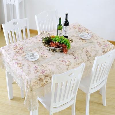 吉丽达 茶色布植物花卉欧式 桌布