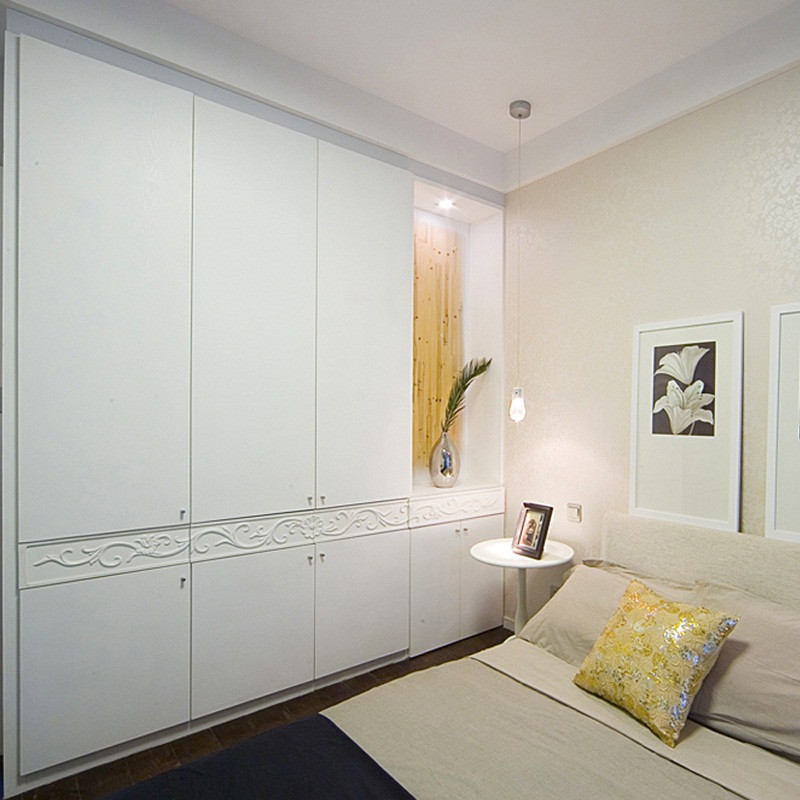 三居室装修,20万以上装修,120平米装修,卧室,衣柜,混搭风格,白色