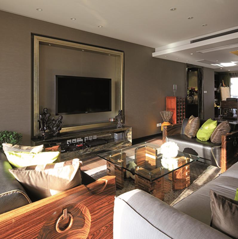 东南亚风格,20万以上装修,140平米以上装修,大户型,客厅,电视背景墙,灰色