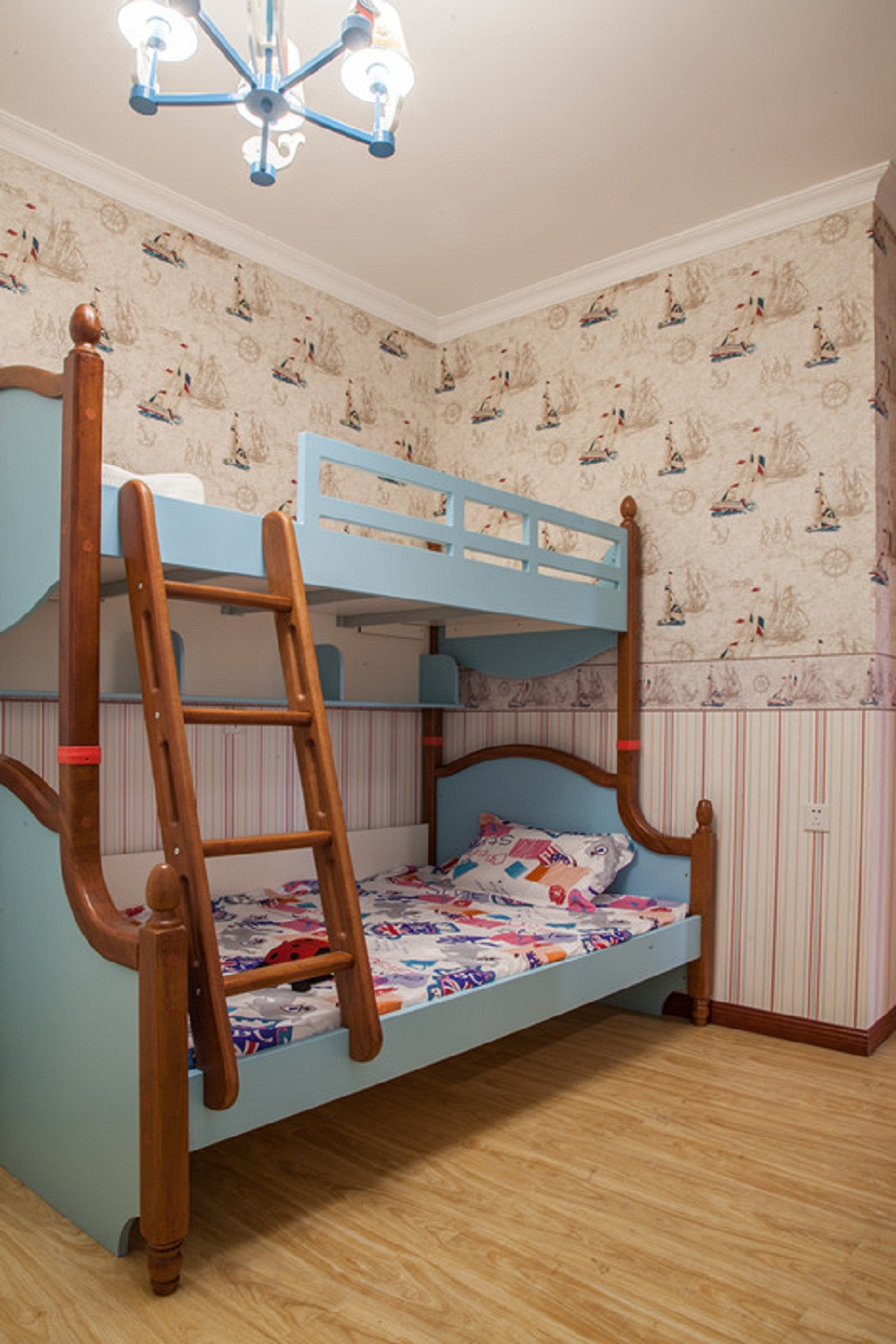二居室装修,60平米装修,5-10万装修,小户型装修,儿童房,儿童床,混搭风格,蓝色