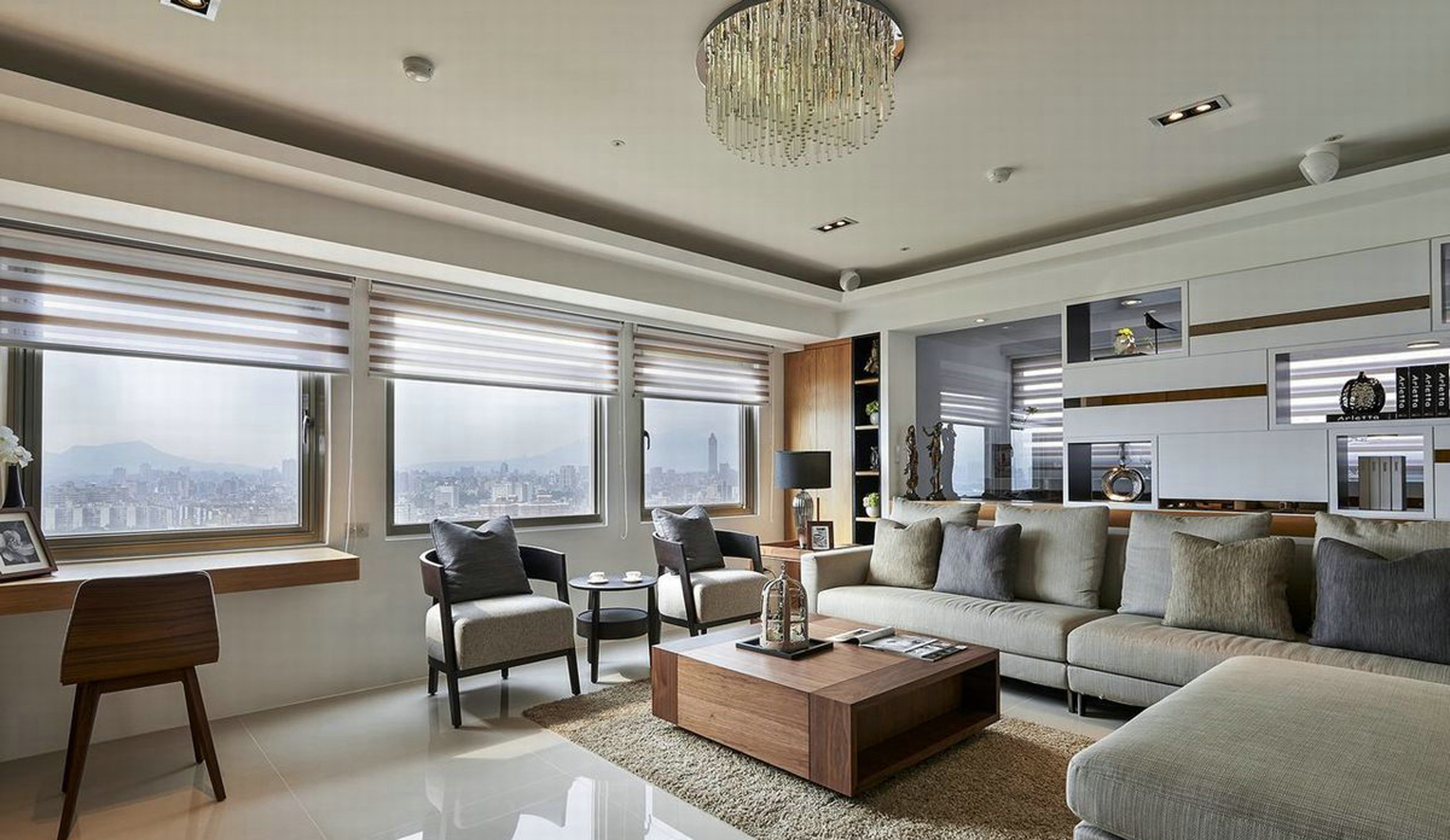 20万以上装修,140平米以上装修,三居室装修,客厅,现代简约风格,沙发,灰色