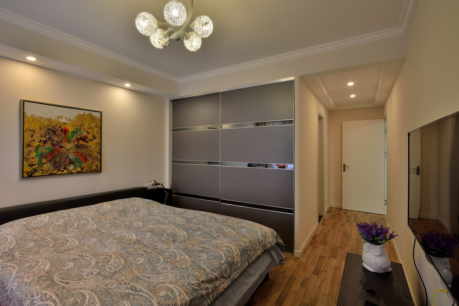 中式风格,130平米装修,15-20万装修,三居室装修,卧室,衣柜,灰色
