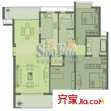 万源城E1户型图322 户型图 3室2厅2卫1厨