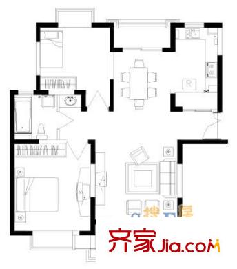 上海 宁武公寓 二室户 户型图