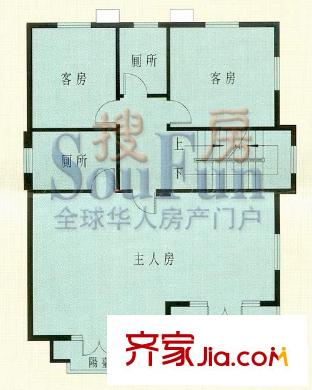 万博翠湖花园户型图3室0厅户型图 3室2卫