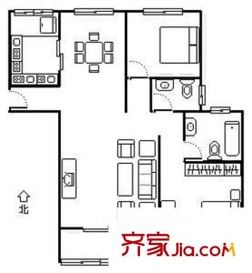 阳光花城 2室 户型图