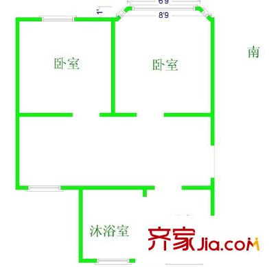 海桐苑2室 户型图