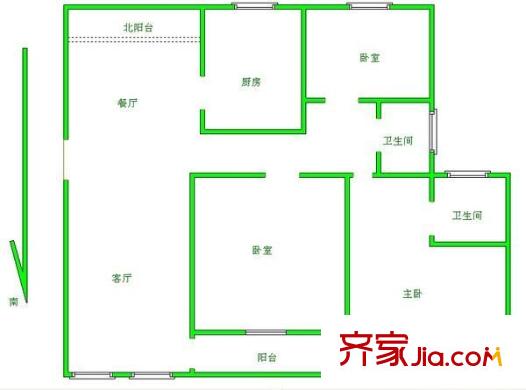 大唐盛世花园 3室 户型图