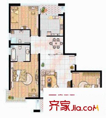 大唐盛世花园户型图3室2厅2卫1厨