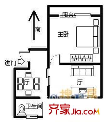 上海未来黄山新城 1室 户型图