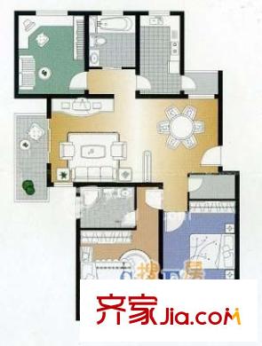 上海未来黄山新城户型图上海 上海未来(黄山新城)3室 户型图 3室2厅2卫1厨