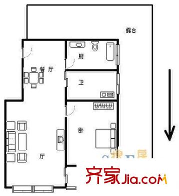 上海未来黄山新城 1室 户型图