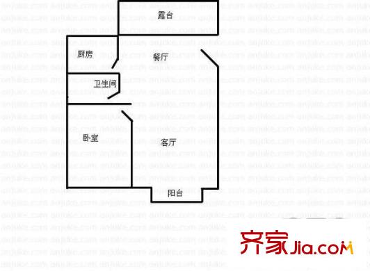 万科金色雅筑户型图户型图 1室2厅1卫1厨