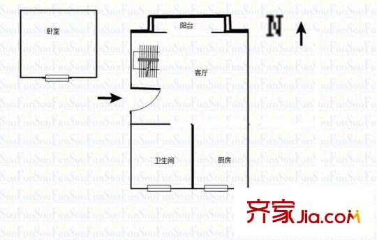 杉林新月家园 1室 户型图