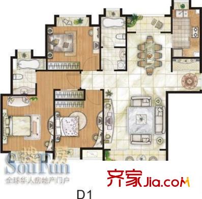 东方康德家园户型图户型图 1室2厅1卫1厨