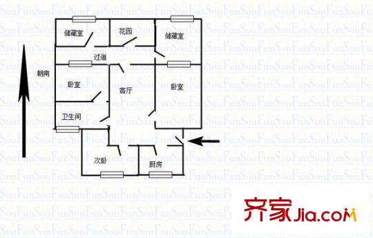 迎亭公寓 3室 户型图