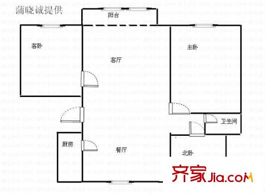 迎亭公寓 3室 户型图