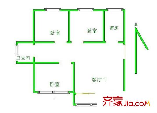 樱花路89弄小区户型图户型图 3室2厅1卫1厨