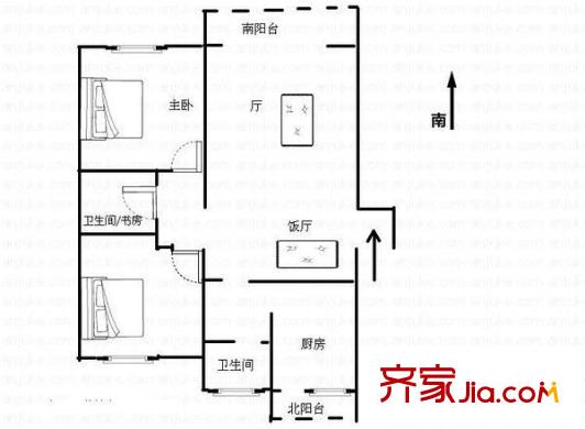 东陆新村五街坊 2室 户型图