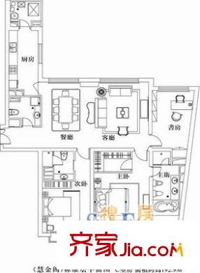 盛大金磐户型图慧金阁C型 2室2厅2卫1厨