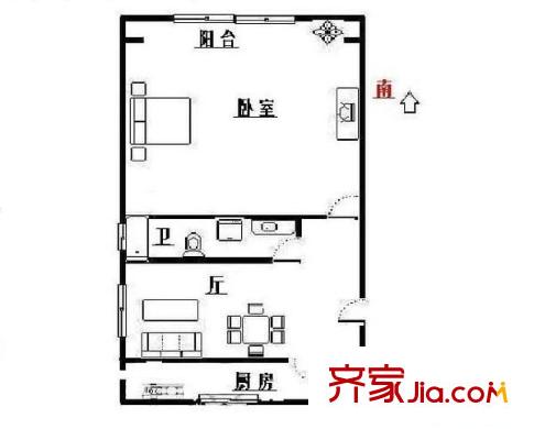 九歌茗园 1室 户型图