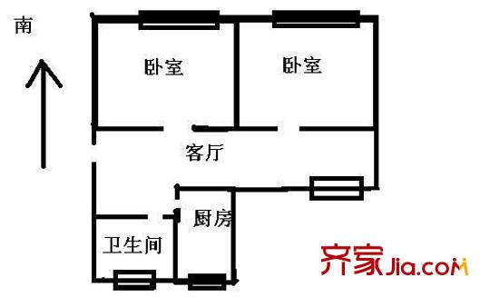 万泰花园户型图户型图 2室1厅1卫1厨