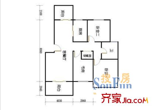 夏朵小城三期 3室 户型图