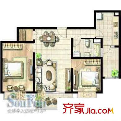 紫兰苑二期U品户型图11号楼 3室2厅2卫1厨