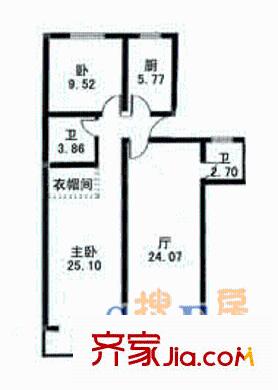 新梅花苑户型图户型图 2室1厅2卫1厨